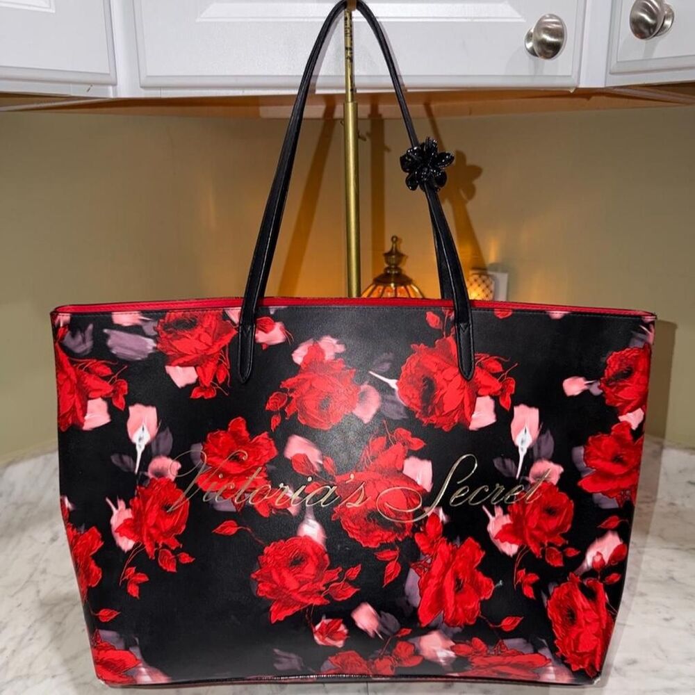 Victoria's Secret Limited Edition 2019 Large Red Floral Rose Tote Bag